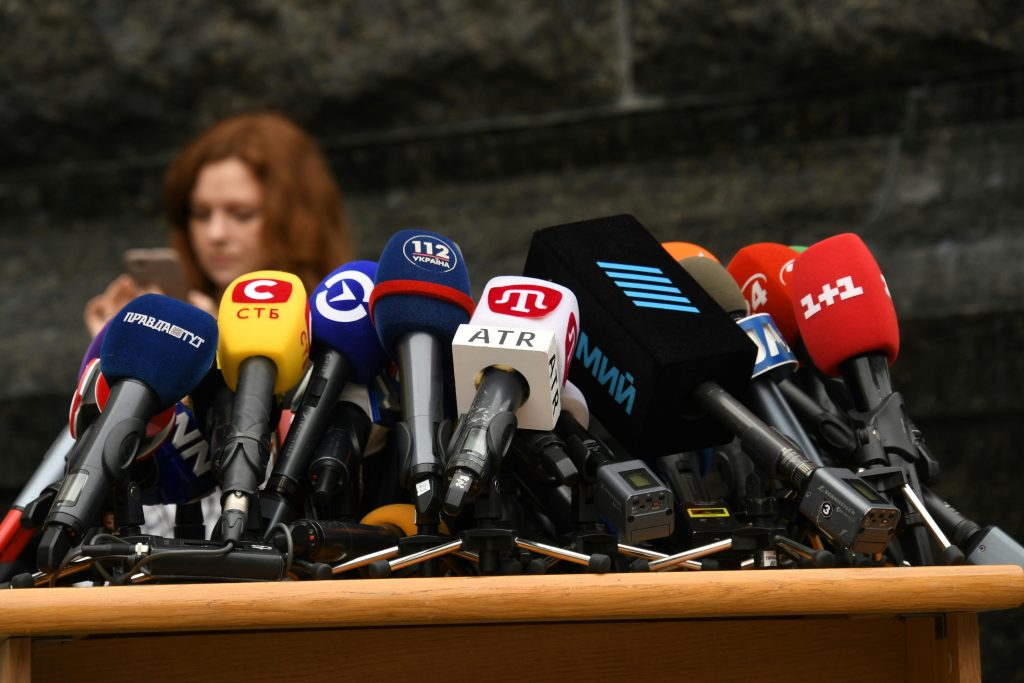 pexels photo 15920138 15920138 Various microphones setup at a press conference in Kyiv, Ukraine.